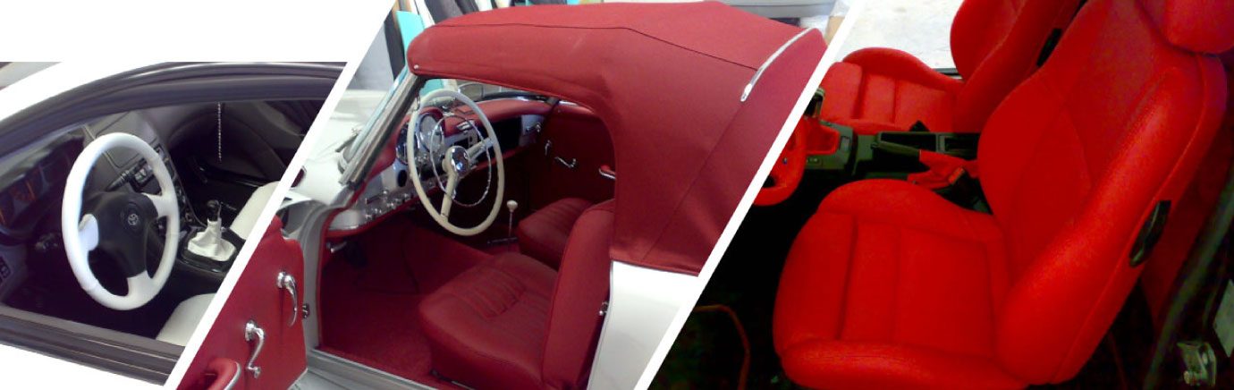 Asiento de coche tapizado en rojo